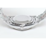 Sunday date display series women's watch, white dial, silver bezel, 36mm, silver President-style bracelet.